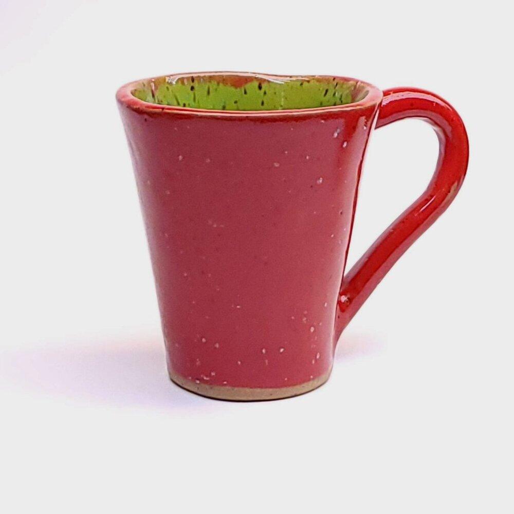 Ceramic Studio Coffee Mug Signed Joan G. Art Pottery Hand Thrown Red Glaze